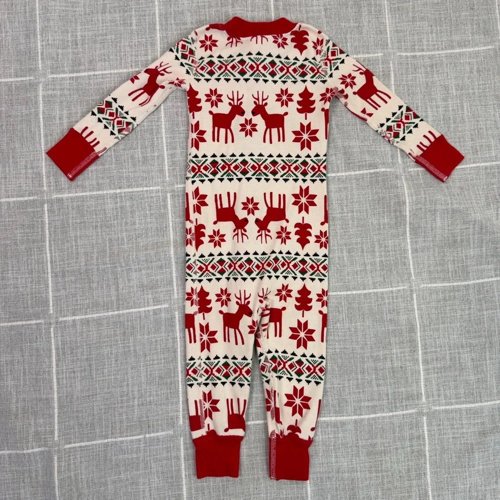 Hanna Andersson 18-24 Month Holiday Dear Deer Organic Cotton Zip Sleeper Pajamas